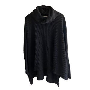 Cherish Boutique Womens Oversized Waffle Knit Batwing Blouse-Black-Size M